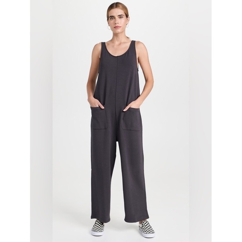 Madewell Jumpsuit Superbrushed Pull On Lagenlook Slouchy Black Coal Gray Large